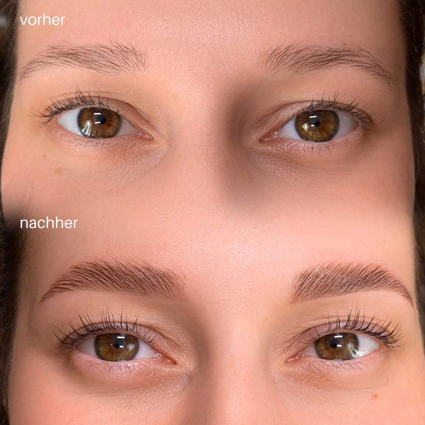 Lash und Brow Lifting, vorher und nachher